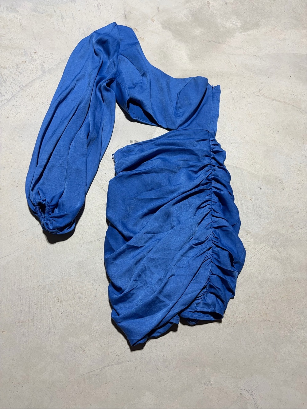 Saints + secrets blue One-Shoulder Ruched Mini Dress XS
